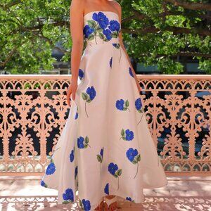 Aston Studio Audrey Strapless Floral Taffeta Maxi Dress